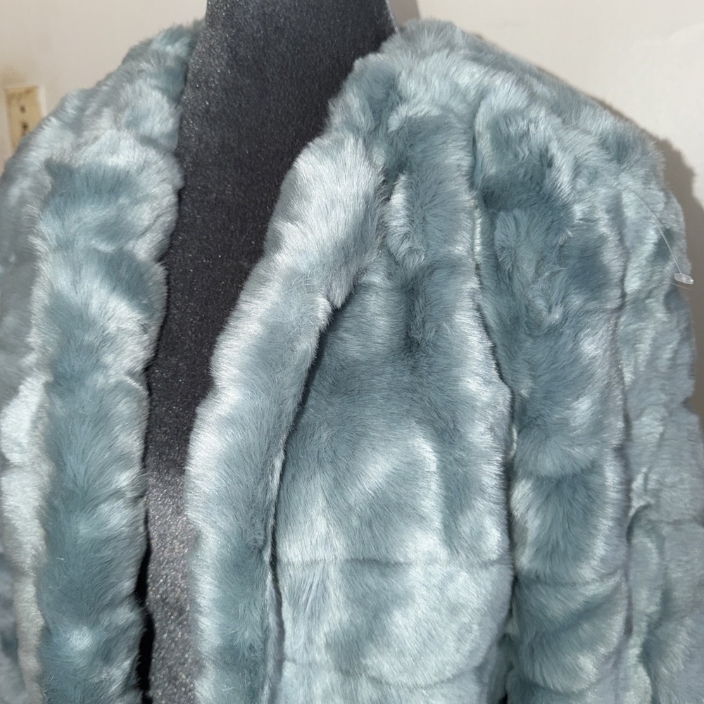 Loft Women's Faux Fur Blue Jacket Coat. Festival. Small P. Ann Taylor - Picture 2 of 10